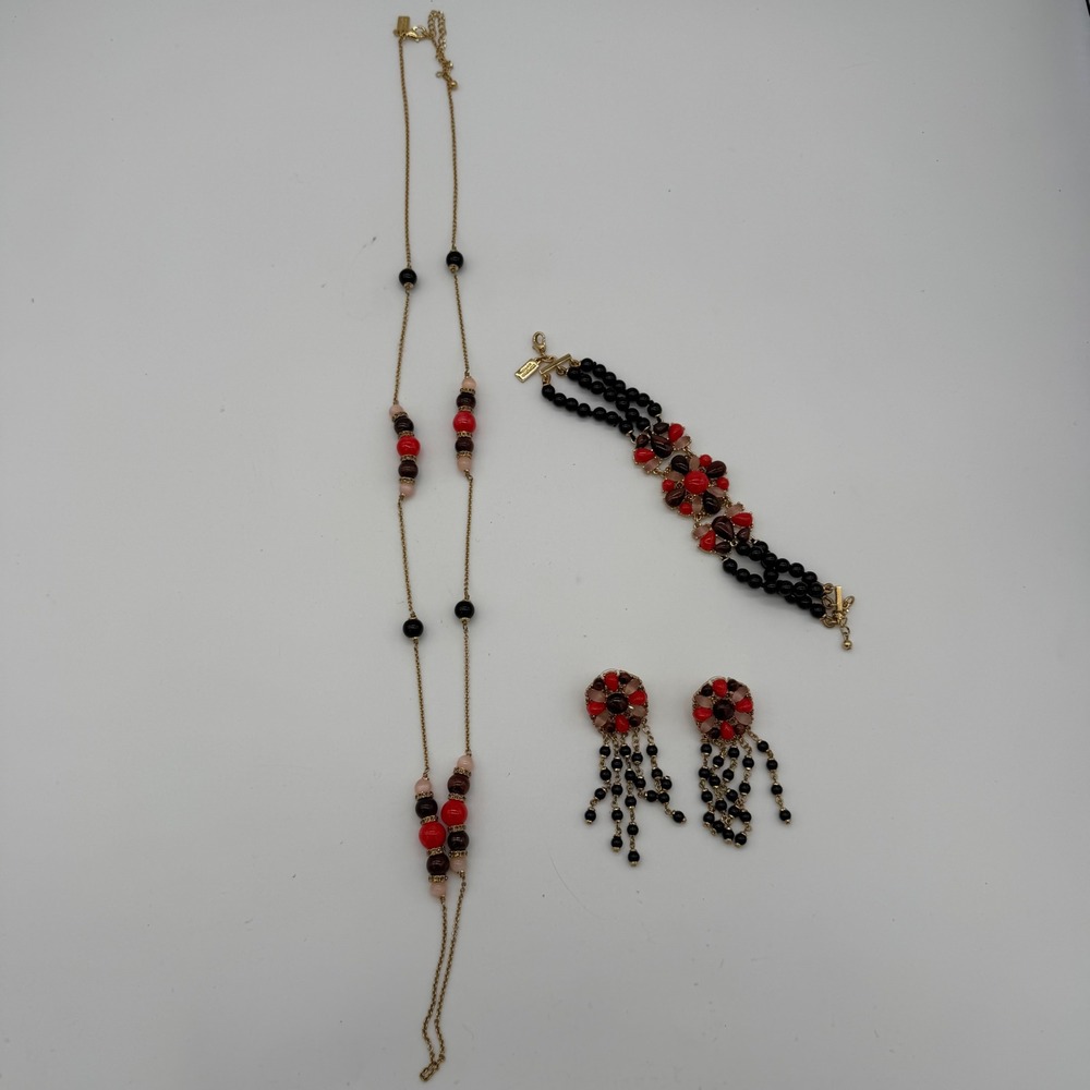 Kate Spade New York Burst Into Bloom Statement Bracelet Red Black Gold Tone - Picture 5 of 5